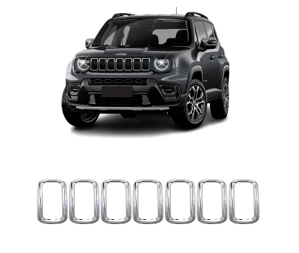 Aplique cromada moldura grade Renegade 2022 a 2024