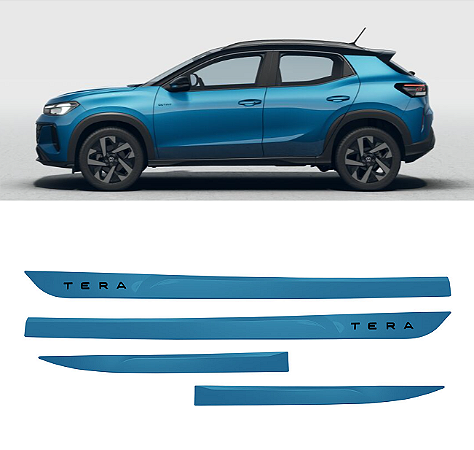 Friso VW Tera com emblema preto pintado cor azul artico