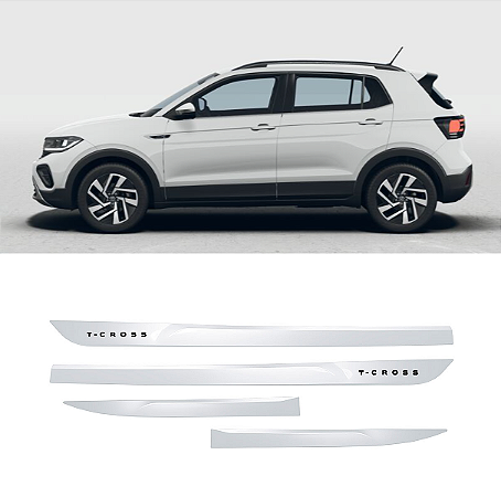 Friso VW T-Cross com emblema preto pintado cor branco puro