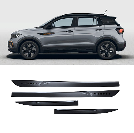 Friso VW T-Cross com emblema preto pintado cor cinza platinum