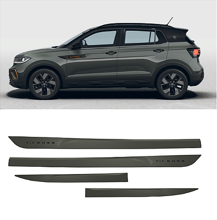 Friso VW T-Cross com emblema preto pintado cor cinza oliver