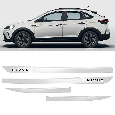 Friso VW Nivus com emblema preto pintado cor branco cristal