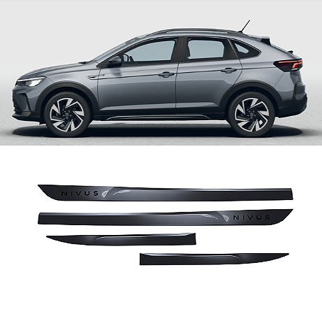 Friso VW Nivus com emblema preto pintado cor cinza platinum