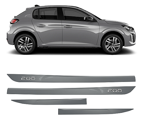 Friso Peugeot 208 com emblema cromado pintado cor cinza artense
