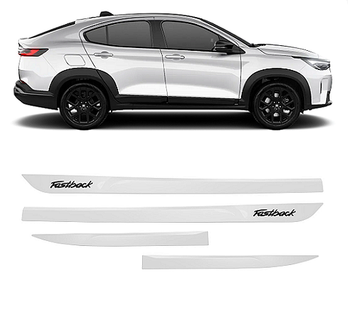 Friso Fastback com emblema preto pintado cor branco banchisa