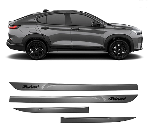 Friso Fastback com emblema preto pintado cor cinza silvertone