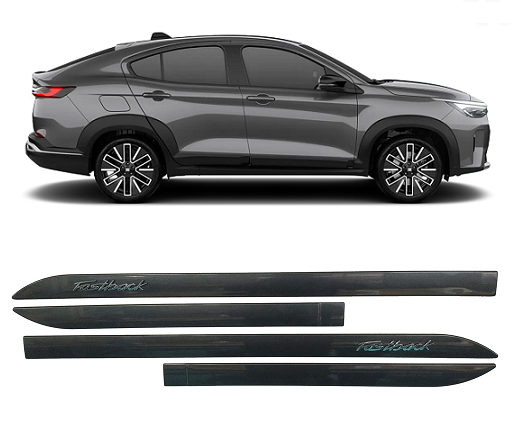 Friso Fastback com emblema cromado pintado cor cinza silverstone mod facao