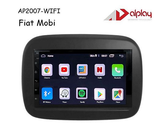 Central Multimidia Fiat Mobi Android Alplay AP2007-WIFI - 7 polegadas