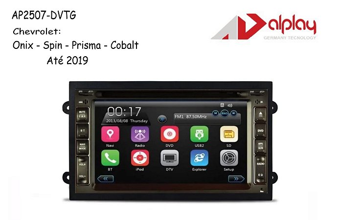 Central Multimidia Chevrolet Onix-Spin-Prisma-Cobalt até 2019 Android Alplay AP2507-DVTG - 7 polegadas