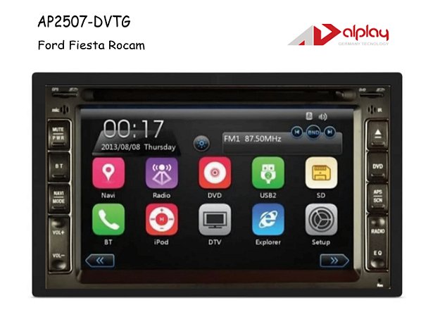 Central Multimidia Ford Fiesta Rocam Android Alplay AP2507-DVTG - 7 polegadas