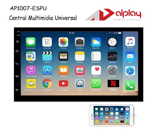 Central Multimidia Universal Alplay AP1007-ESPU - 7 polegadas