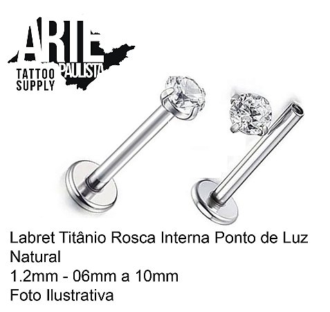 Labret Titânio Rosca Interna Ponto de Luz