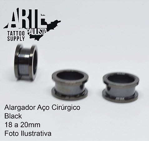 Alargador Aço cirúrgico Black Rosca Normal - 18 a 20mm