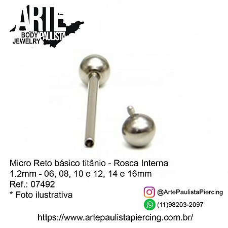 Micro Reto Básico Titânio ASTM F136 Rosca Interna