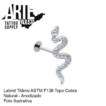 Labret Titânio ASTM F136 Rosca Interna Topo Cobra