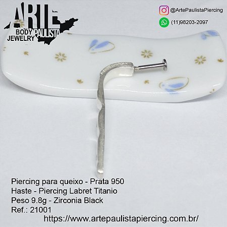 Piercing para queixo com haste Labret