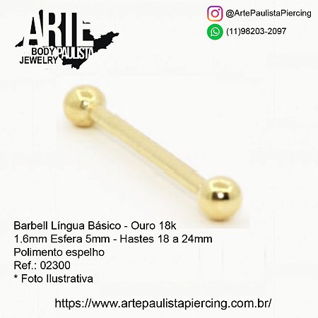 Barbell Lingua Básico Ouro 18k