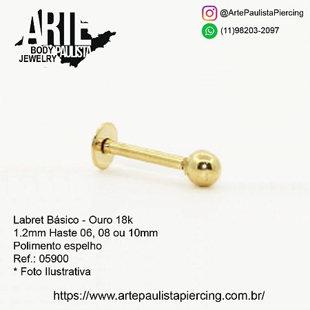 Labret Básico Ouro 18k