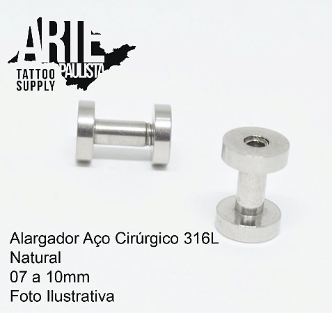 Alargador Aço cirúrgico 316L Rosca Normal - 07 a 10mm
