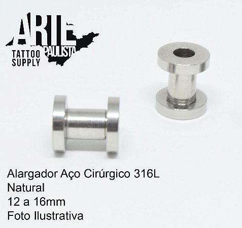 Alargador Aço cirúrgico 316L Rosca Normal - 12 a 16mm