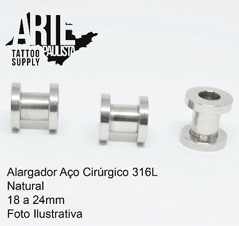Alargador Aço cirúrgico 316L Rosca Normal - 18 a 24mm
