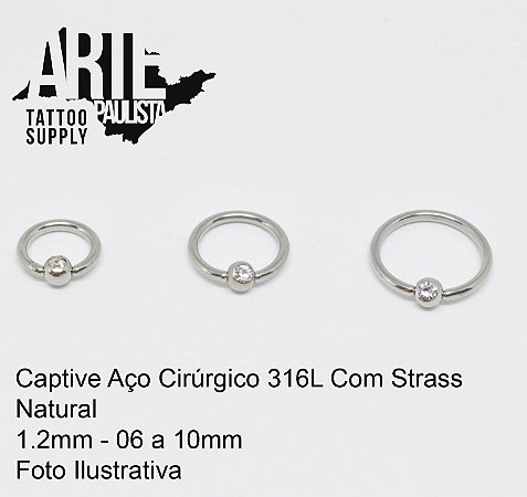 Captive com Strass Aço Cirúrgico 316L