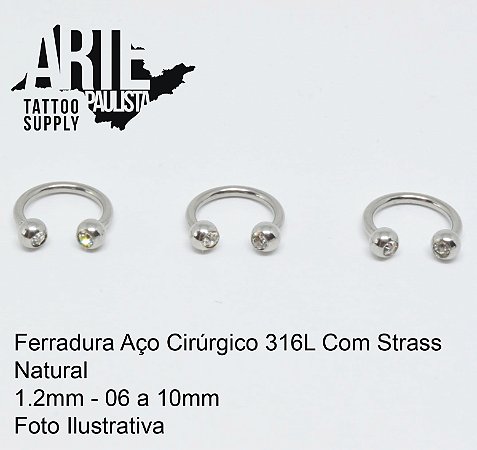 Ferradura com Strass Aço Cirúrgico 316L