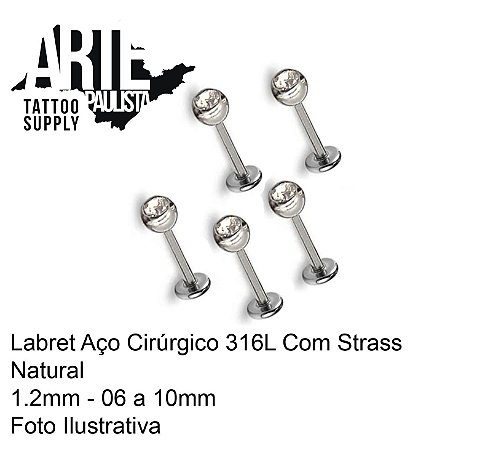 Labret com Strass Aço Cirúrgico 316L