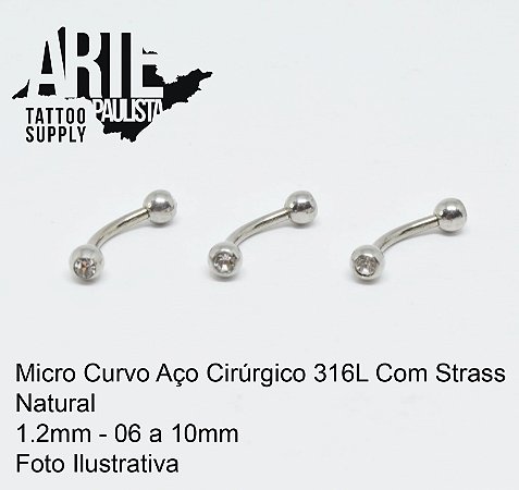 Micro Curvo com Strass Aço Cirúrgico 316L