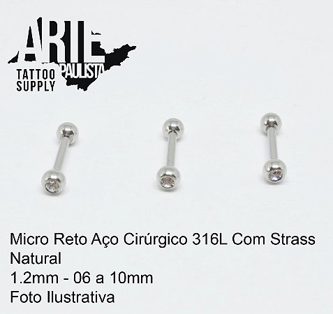 Micro Reto com Strass Aço Cirúrgico 316L
