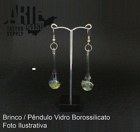 Brinco/Pêndulo Vidro Borossilicato (Par) - Modelo 03