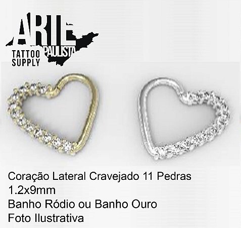 Coração Lateral Cravejado (Unidade)