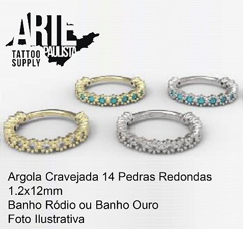 Argola Cravejado 14 Pedras Redondas - Modelo 11