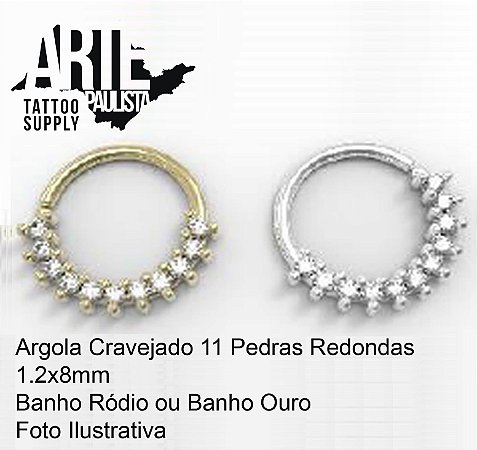 Argola Cravejada 11 Pedras Redondas - Modelo 04