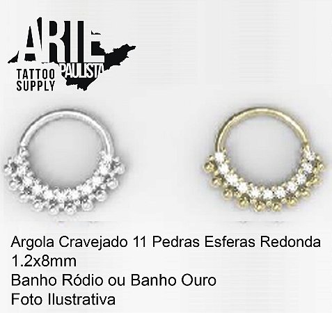 Argola Cravejada 11 Pedras Redondas - Modelo 06