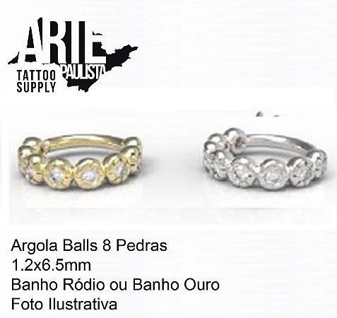 Argola Balls 8 Pedras - Modelo 02