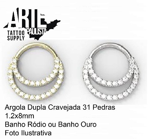 Argola Dupla Cravejada 31 Pedras - Modelo 01