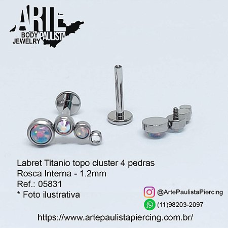 Labret Titânio ASTM F136 Rosca Interna Topo Cluster - Modelo 01