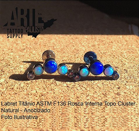 Labret Titânio ASTM F136 Rosca Interna Topo Cluster - Modelo 02