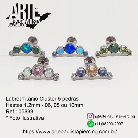 Labret Titânio ASTM F136 Rosca Interna Topo Cluster - Modelo 03