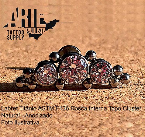Labret Titânio ASTM F136 Rosca Interna Topo Cluster - Modelo 04