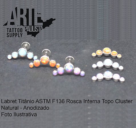 Labret Titânio ASTM F136 Rosca Interna Topo Cluster - Modelo 05