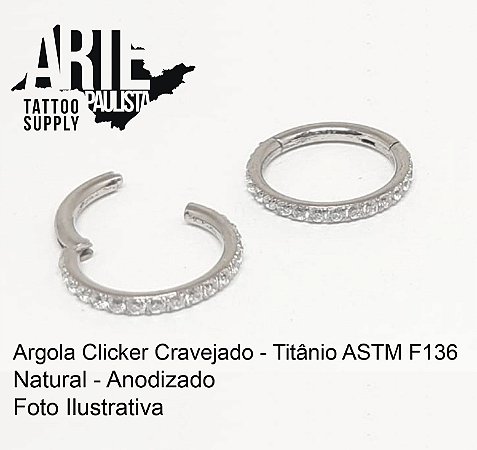 Argola clicker Cravejada titânio - modelo 01
