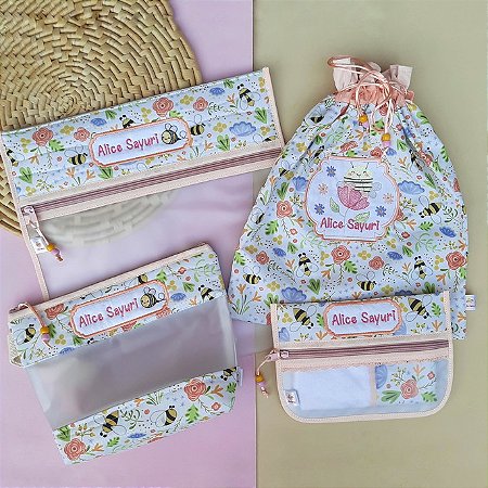 Kit Escolar Infantil Bordado