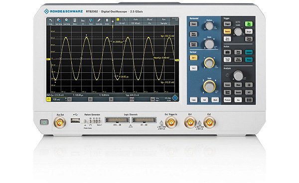 Rohde & Schwarz RTB2002 – Osciloscópio de 70 MHz, 2 canais, Tela de 10,1″ touchscreen, Resolução de 10 bits, Amostragem de 2,5 GS/s