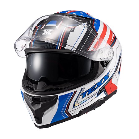 Capacete Texx Flag USA c/Oculos Interno Solar