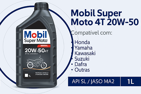 Óleo Mobil 20W-50 Mineral API SL JASO MA2 1L