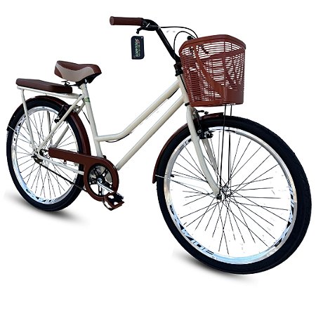 Bicicleta Verona Retrô Aro 26 Vintage Bege Marrom