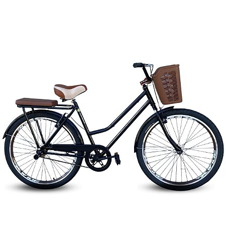 Bicicleta Verona Retrô Aro 26 Vintage Preto Marrom