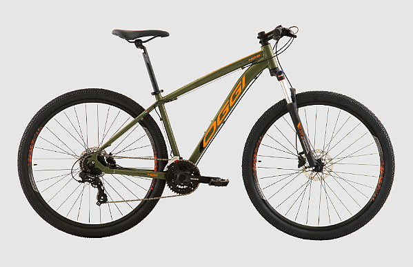 Bicicleta Oggi HDS 2024 Verde Militar / Laranja